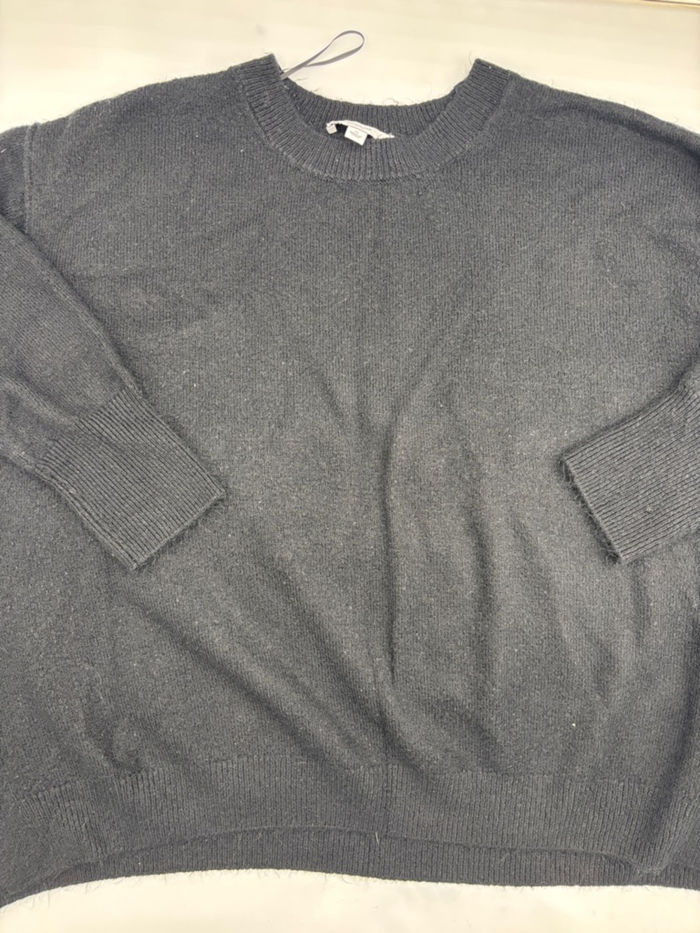 CeCe Elbow Heart Detail Crewneck Sweater in Rich Black